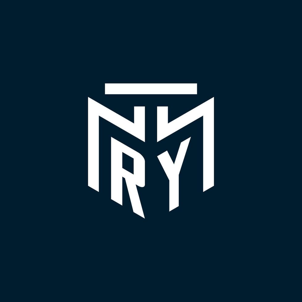 ry monogram eerste logo met abstract meetkundig stijl ontwerp vector