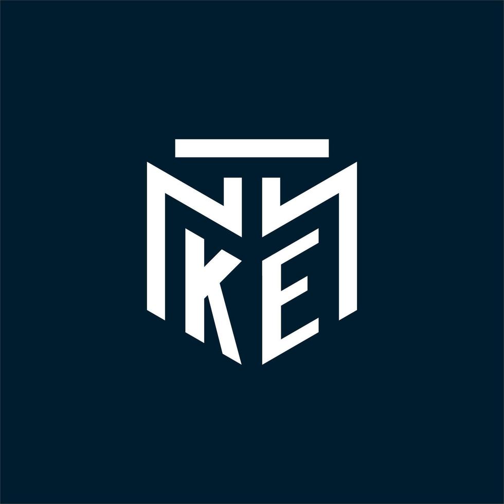 ke monogram eerste logo met abstract meetkundig stijl ontwerp vector