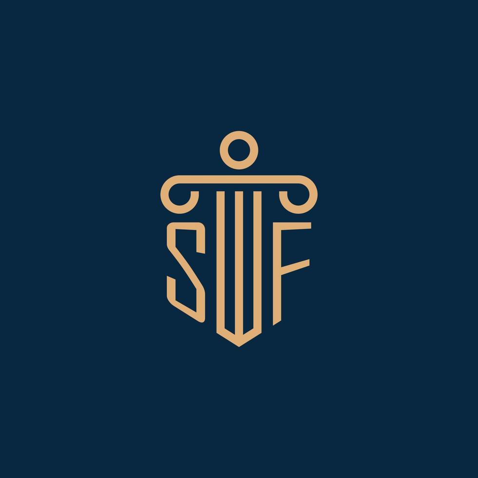 sf eerste voor wet firma logo, advocaat logo met pijler vector