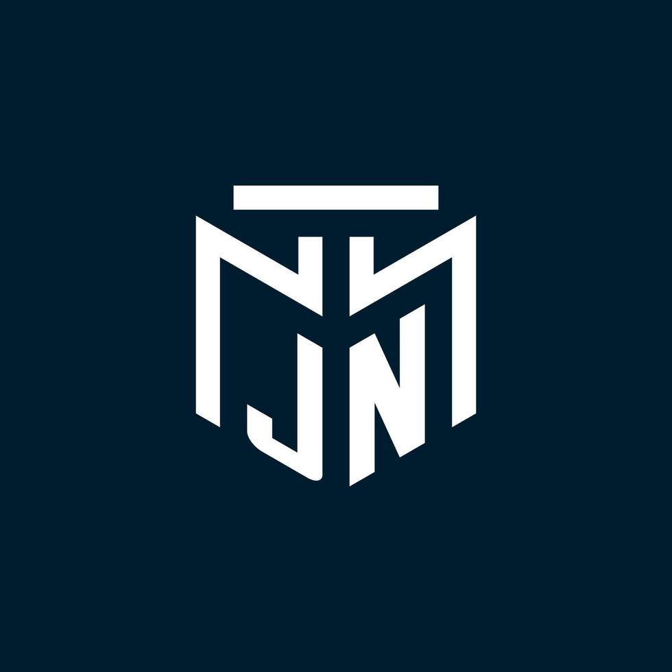 jn monogram eerste logo met abstract meetkundig stijl ontwerp vector