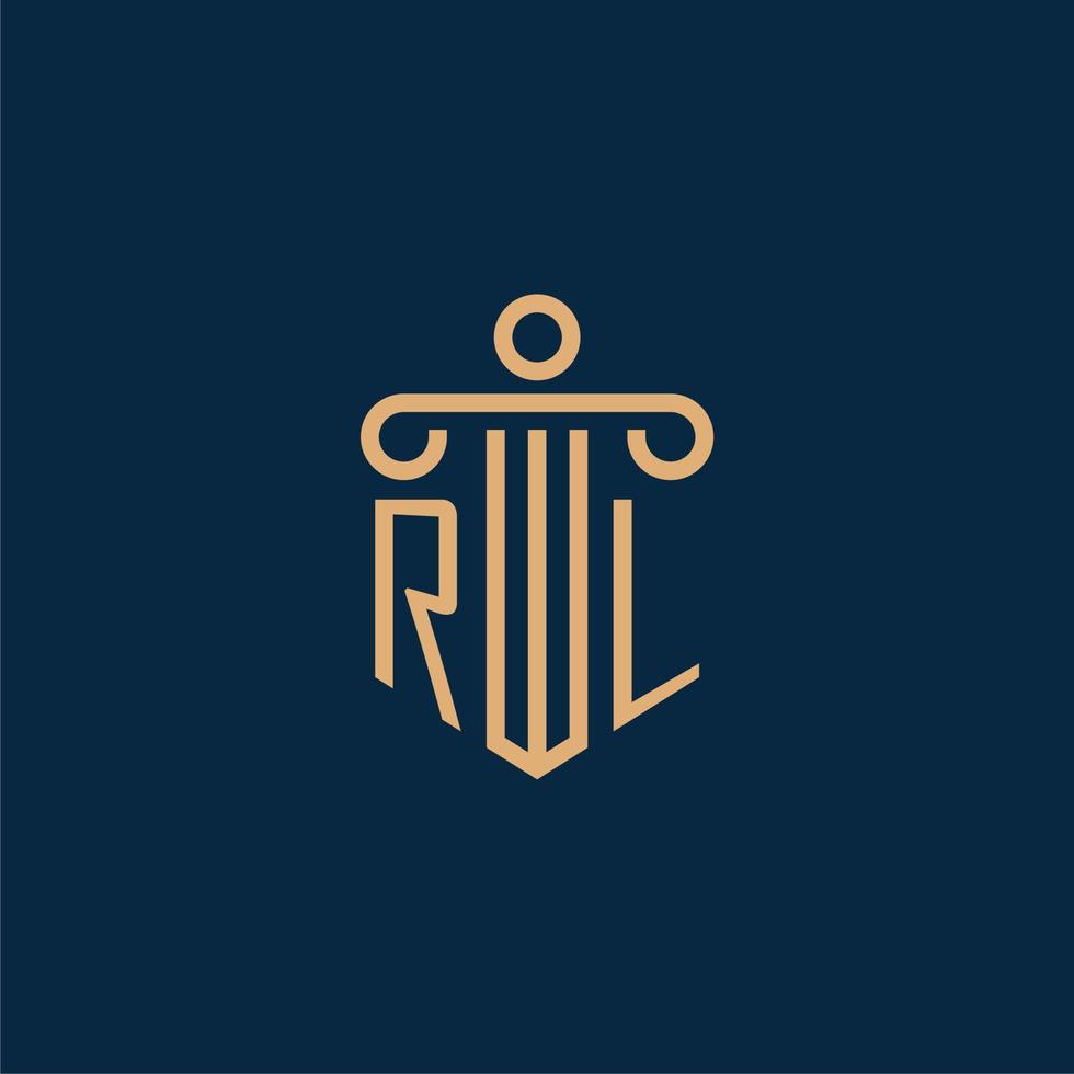 rl eerste voor wet firma logo, advocaat logo met pijler vector