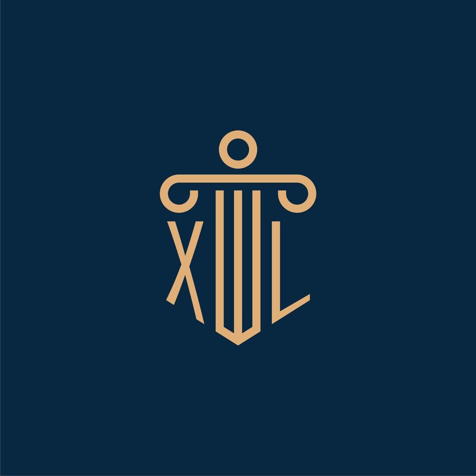 xl eerste voor wet firma logo, advocaat logo met pijler vector