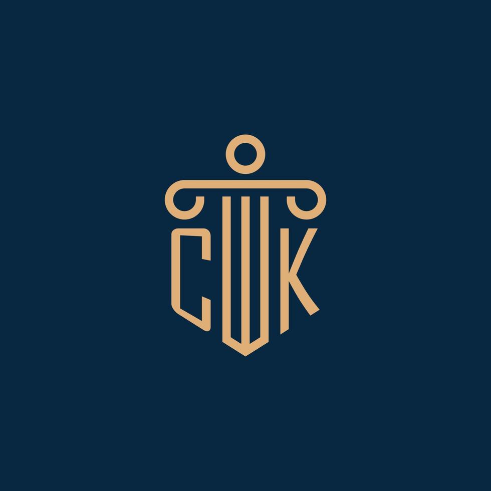 ck eerste voor wet firma logo, advocaat logo met pijler vector