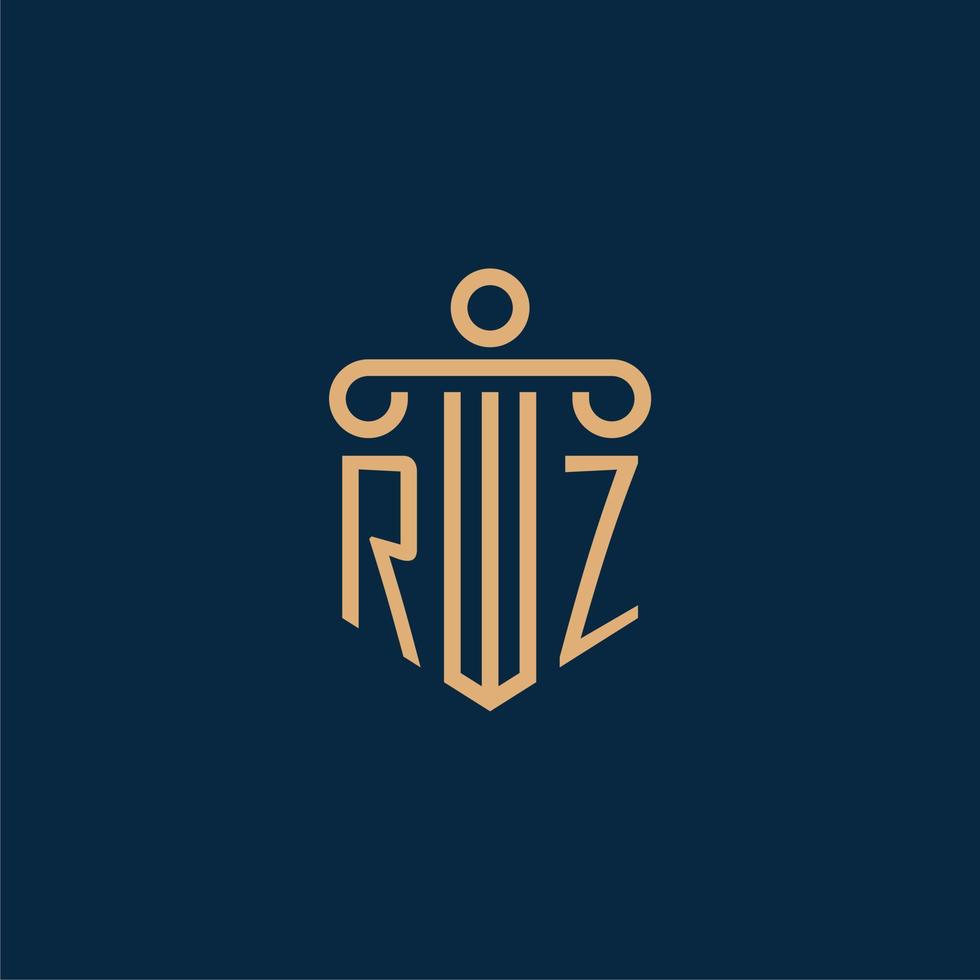 rz eerste voor wet firma logo, advocaat logo met pijler vector