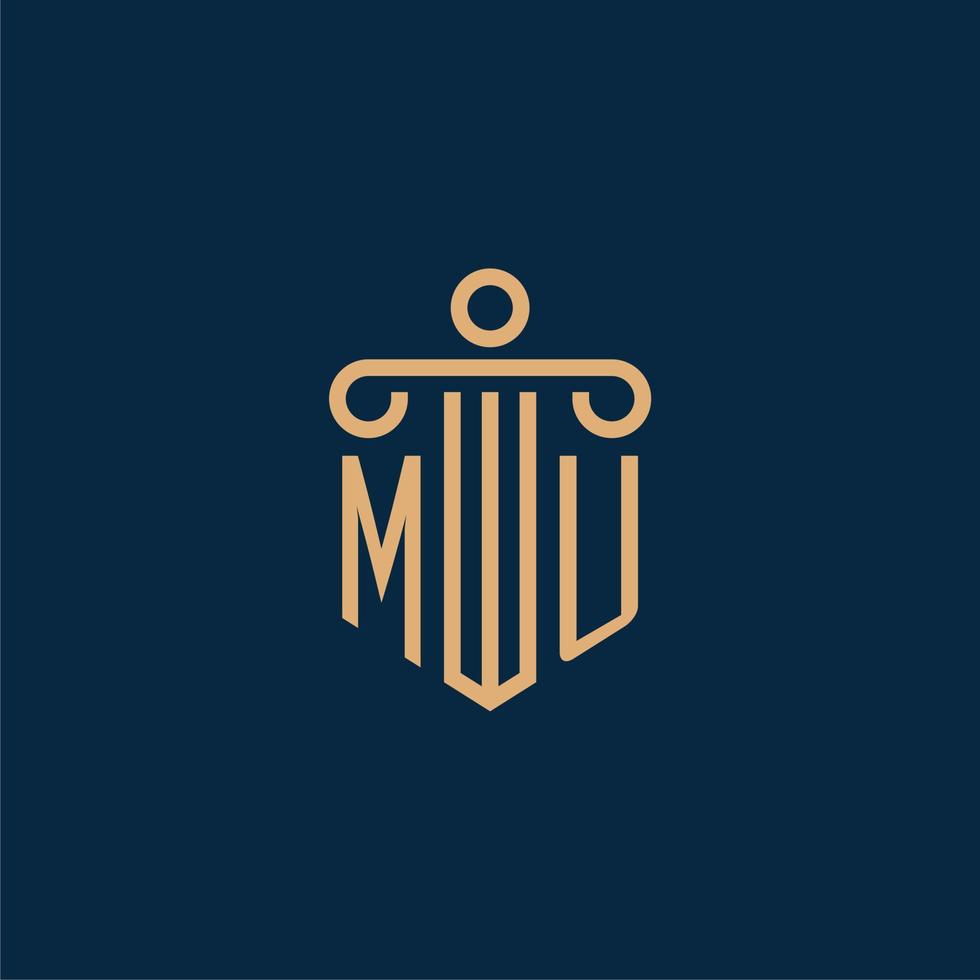 mu eerste voor wet firma logo, advocaat logo met pijler vector