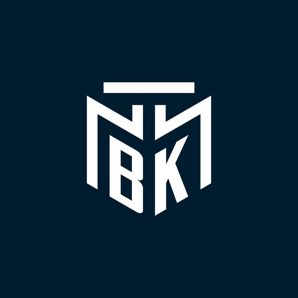 bk monogram eerste logo met abstract meetkundig stijl ontwerp vector