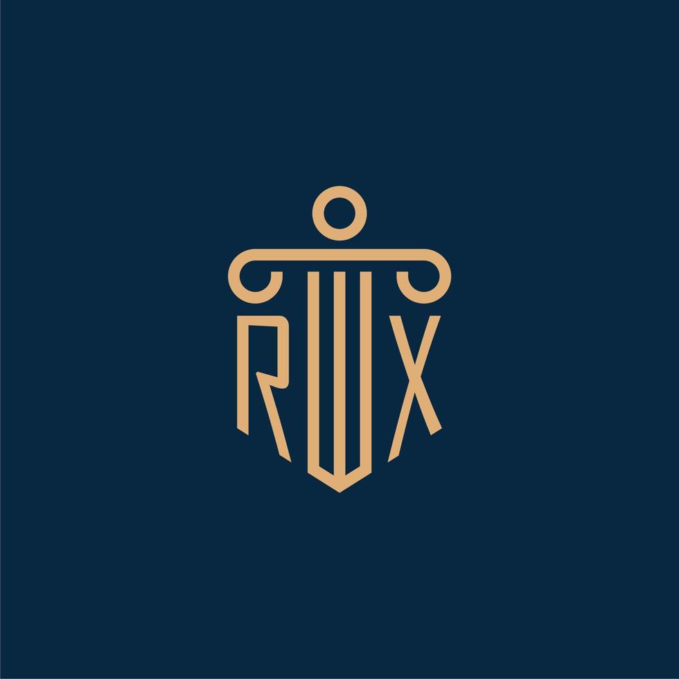 rx eerste voor wet firma logo, advocaat logo met pijler vector