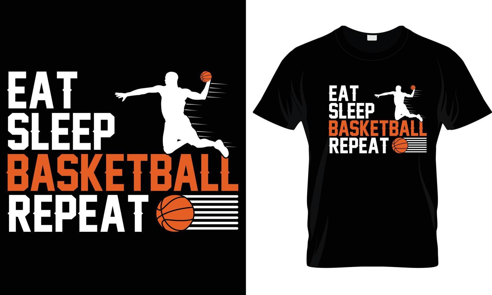 eten slaap basketbal herhaling t-shirt ontwerp grafisch. vector