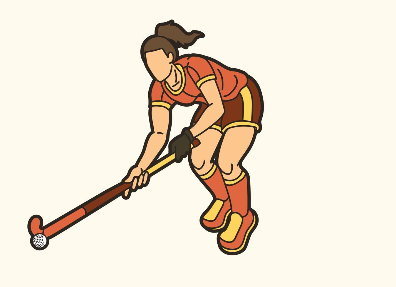 veld- hockey sport vrouw speler houding vector