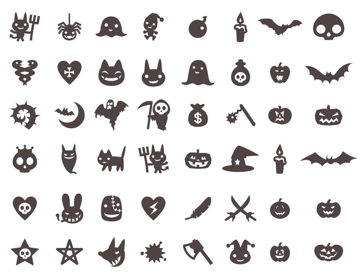 reeks van schattig halloween symbolen, badges en pictogrammen vector