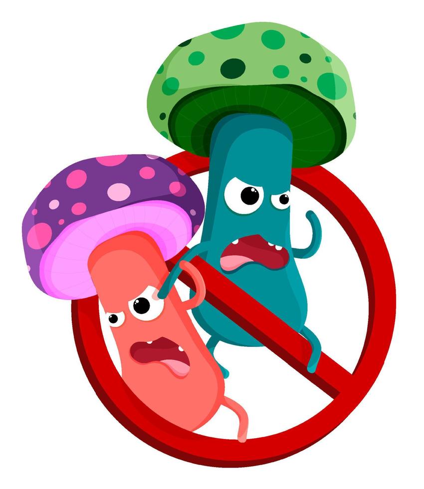 onheil hallucinogeen champignons zijn verboden. verboden kruiden voorbereidende werkzaamheden. marihuana, hennep. tekenfilm vector