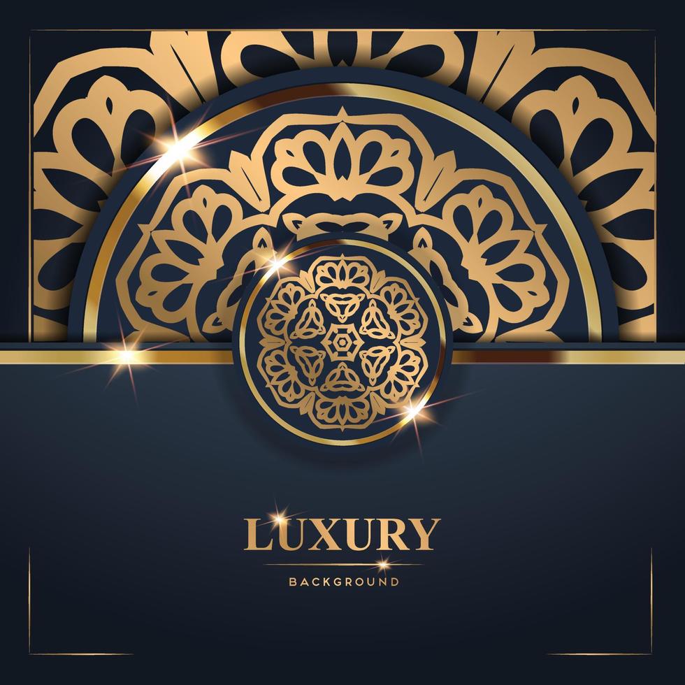 luxe mandala achtergrond ontwerp met gouden kleur patroon. sier- mandala sjabloon voor decoratie, bruiloft kaarten, uitnodiging kaarten, omslag, banier vector