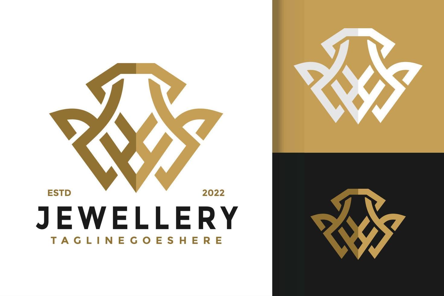 aw of wa brief diamant sieraden logo ontwerp, merk identiteit logos vector, modern logo, logo ontwerpen vector illustratie sjabloon