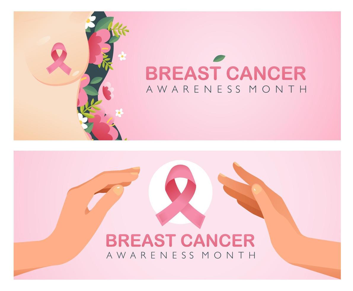 borst kanker maand met een roze lintje. Internationale borst kanker dag. vector banier in tekenfilm stijl