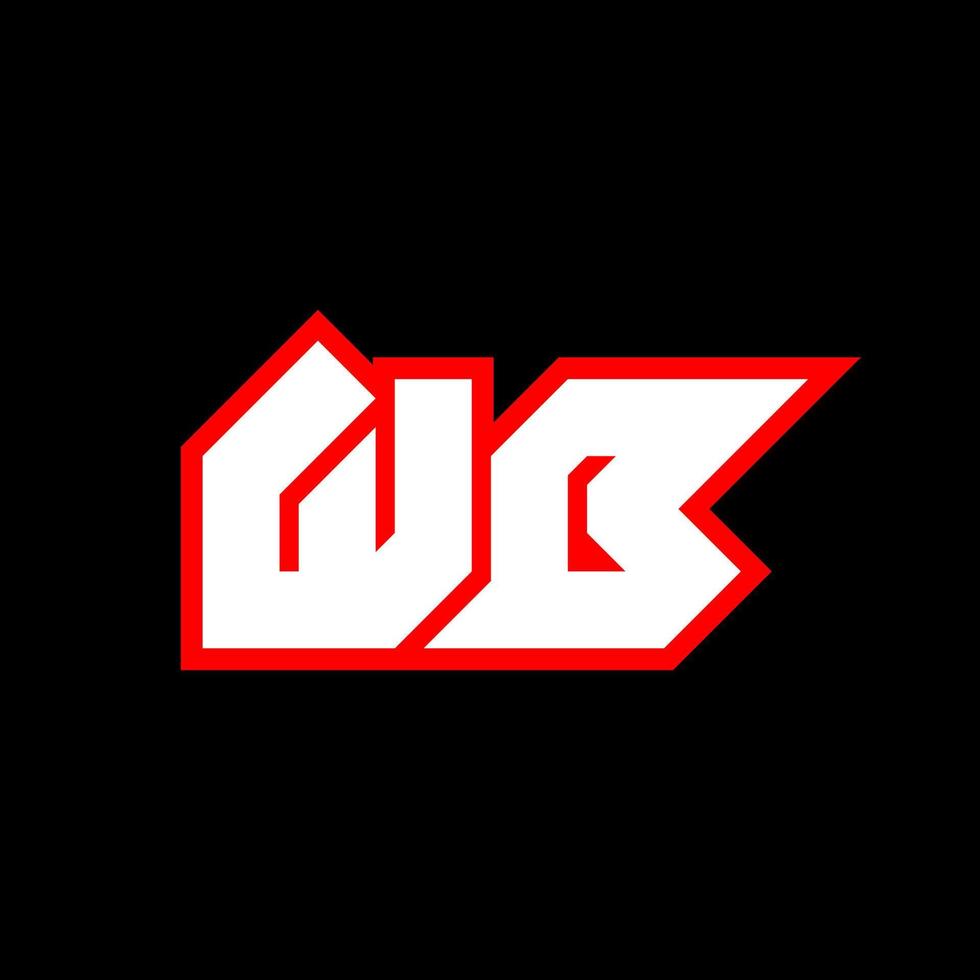 wb logo ontwerp, eerste wb brief ontwerp met sci-fi stijl. wb logo voor spel, e-sport, technologie, digitaal, gemeenschap of bedrijf. w b sport modern cursief alfabet lettertype. typografie stedelijk stijl lettertypen. vector
