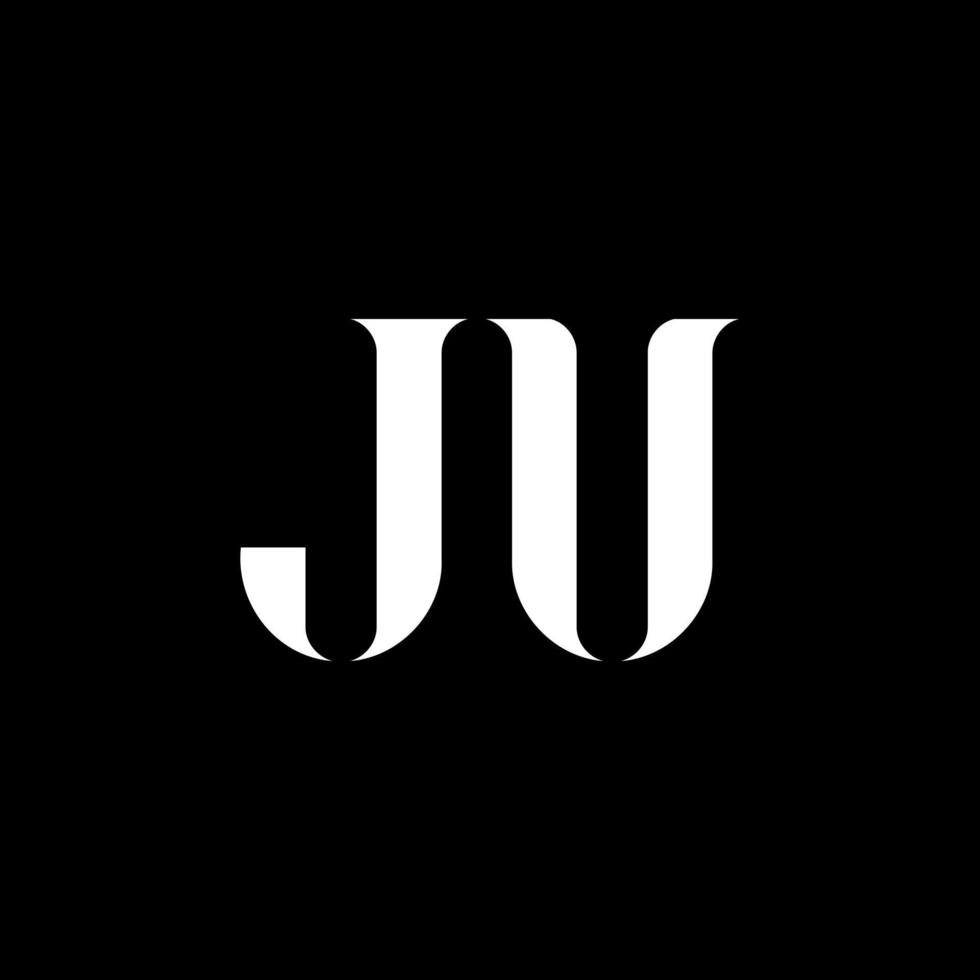 ju j u brief logo ontwerp. eerste brief ju hoofdletters monogram logo wit kleur. ju logo, j u ontwerp. ju, j u vector