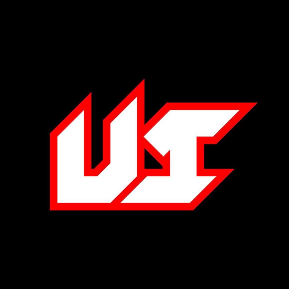 ui logo ontwerp, eerste ui brief ontwerp met sci-fi stijl. ui logo voor spel, e-sport, technologie, digitaal, gemeenschap of bedrijf. u ik sport modern cursief alfabet lettertype. typografie stedelijk stijl lettertypen. vector