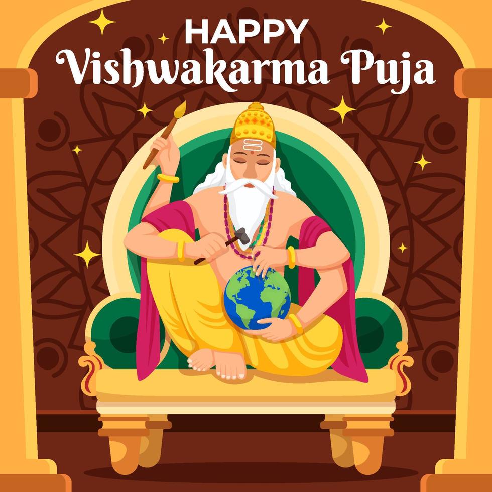 gelukkig vishwakarma puja-concept vector