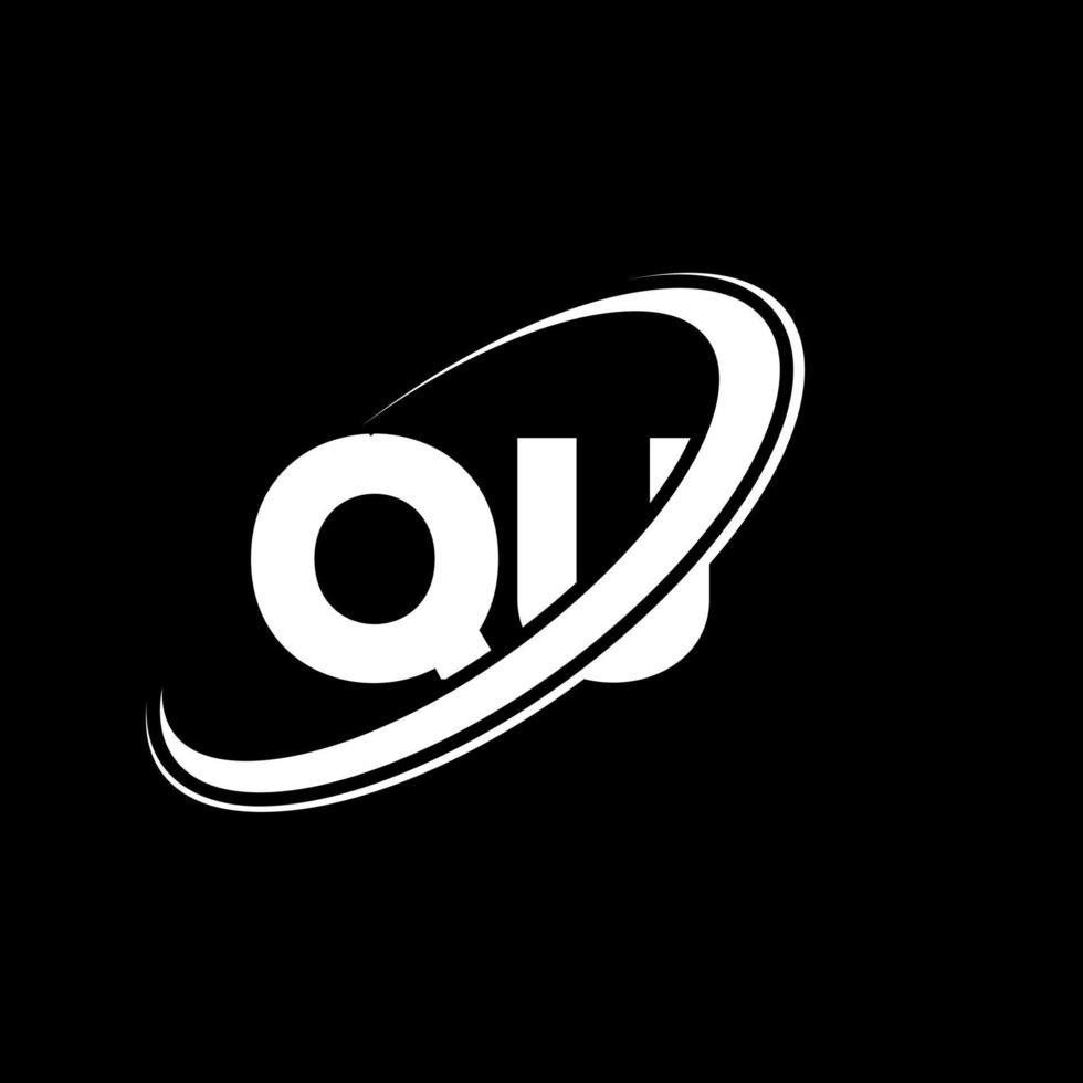 qu q u brief logo ontwerp. eerste brief qu gekoppeld cirkel hoofdletters monogram logo rood en blauw. qu logo, q u ontwerp. qu, q u vector