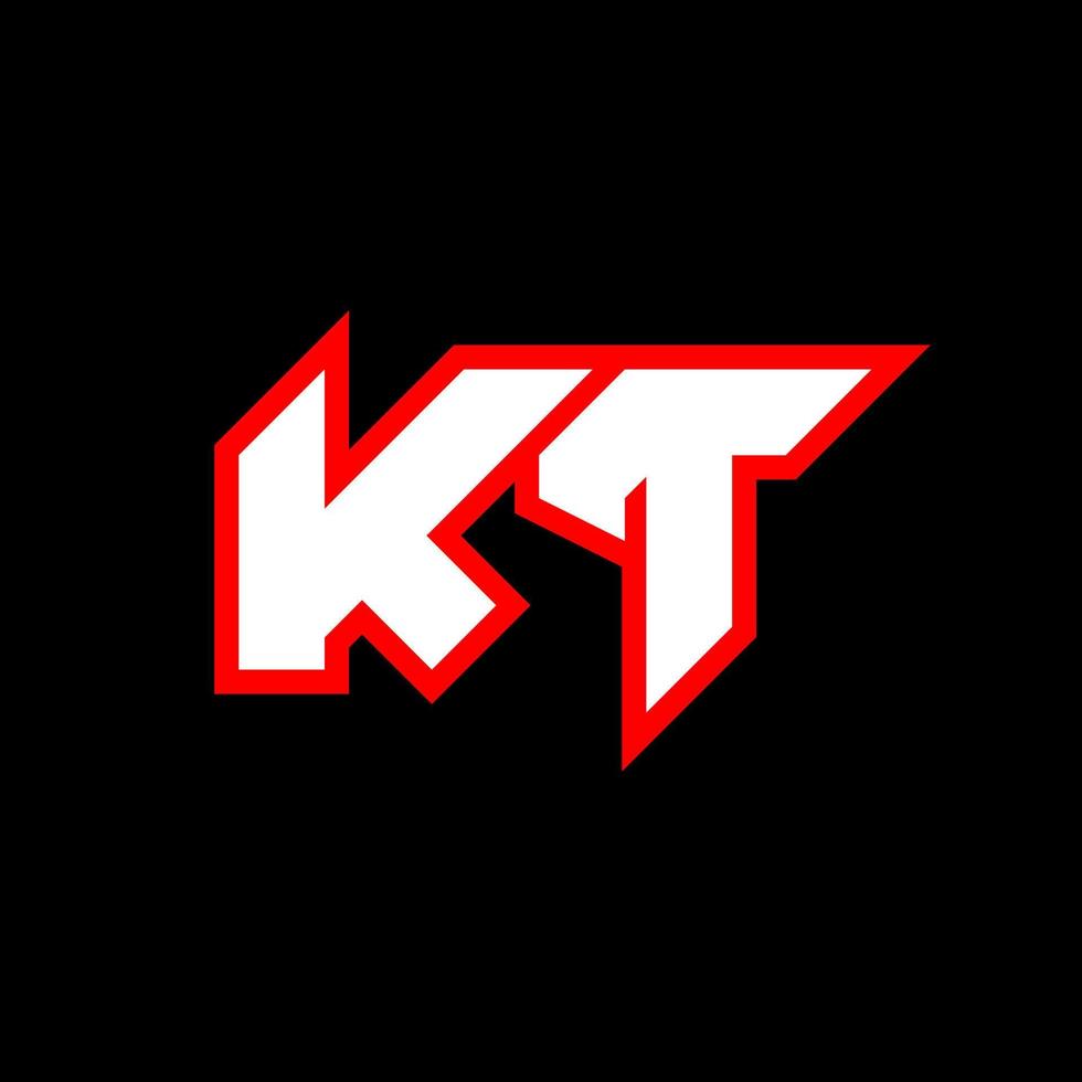 kt logo ontwerp, eerste kt brief ontwerp met sci-fi stijl. kt logo voor spel, e-sport, technologie, digitaal, gemeenschap of bedrijf. k t sport modern cursief alfabet lettertype. typografie stedelijk stijl lettertypen. vector