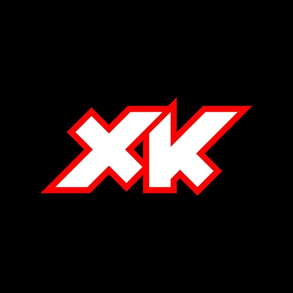 xk logo ontwerp, eerste xk brief ontwerp met sci-fi stijl. xk logo voor spel, e-sport, technologie, digitaal, gemeenschap of bedrijf. X k sport modern cursief alfabet lettertype. typografie stedelijk stijl lettertypen. vector