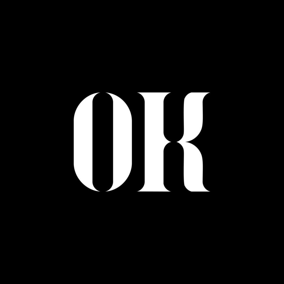 OK brief logo ontwerp. eerste brief OK hoofdletters monogram logo wit kleur. OK logo, O k ontwerp. OK, O k vector