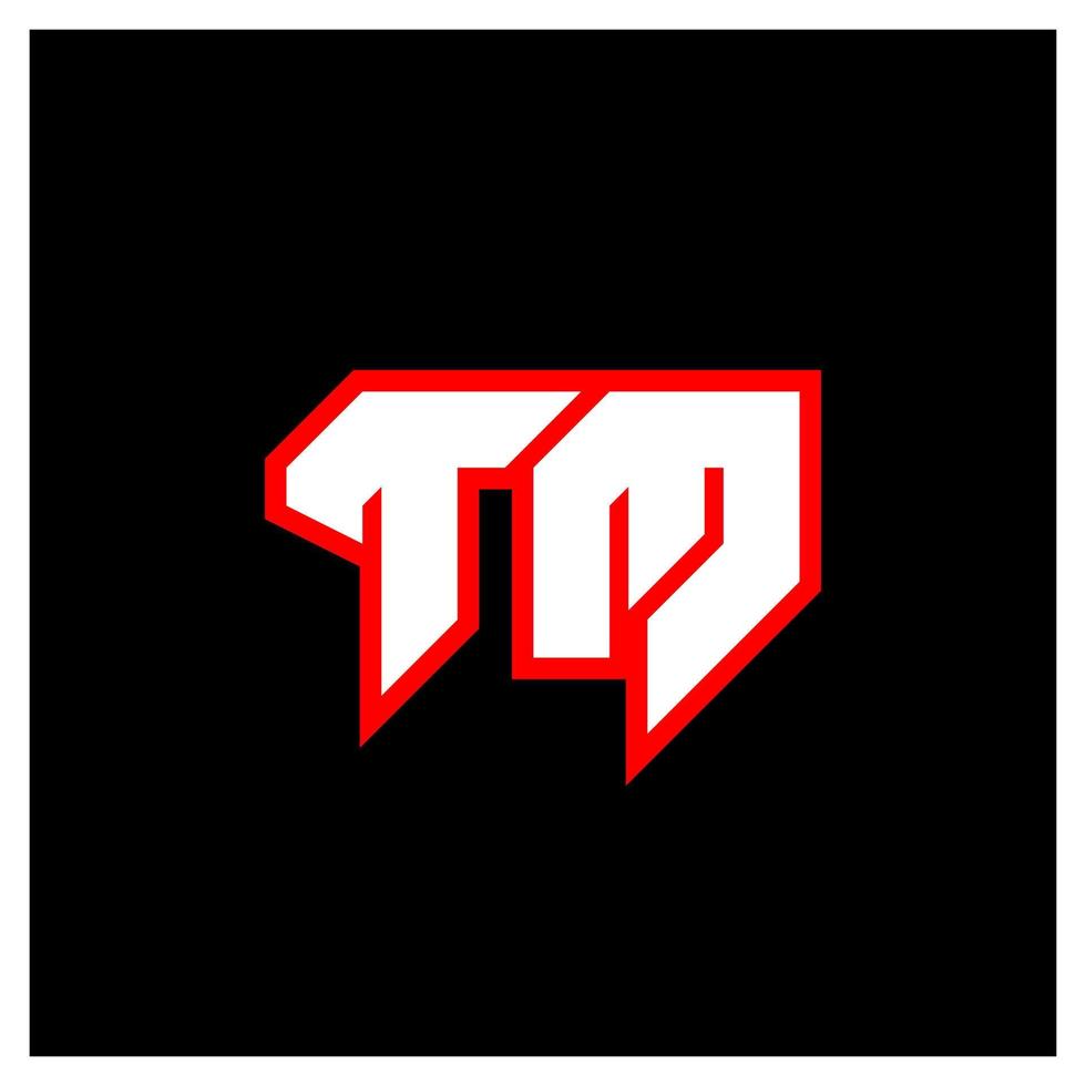 tm logo ontwerp, eerste tm brief ontwerp met sci-fi stijl. tm logo voor spel, e-sport, technologie, digitaal, gemeenschap of bedrijf. t m sport modern cursief alfabet lettertype. typografie stedelijk stijl lettertypen. vector