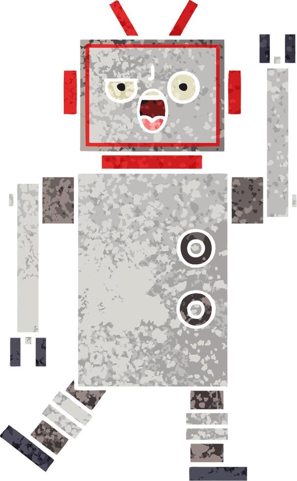 retro illustratie stijl cartoon boze robot vector