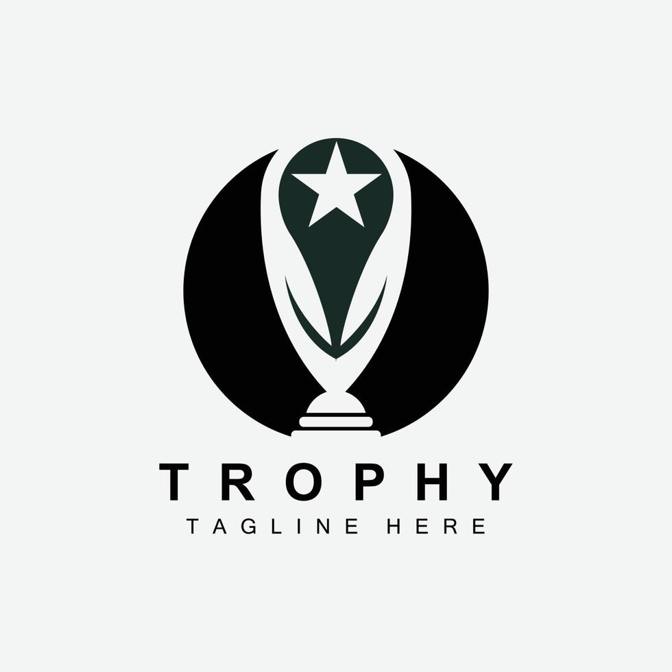 trofee logo ontwerp, prijs winnaar kampioenschap trofee vector, succes merk vector