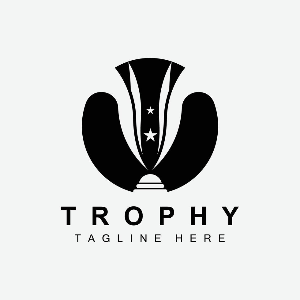 trofee logo ontwerp, prijs winnaar kampioenschap trofee vector, succes merk vector