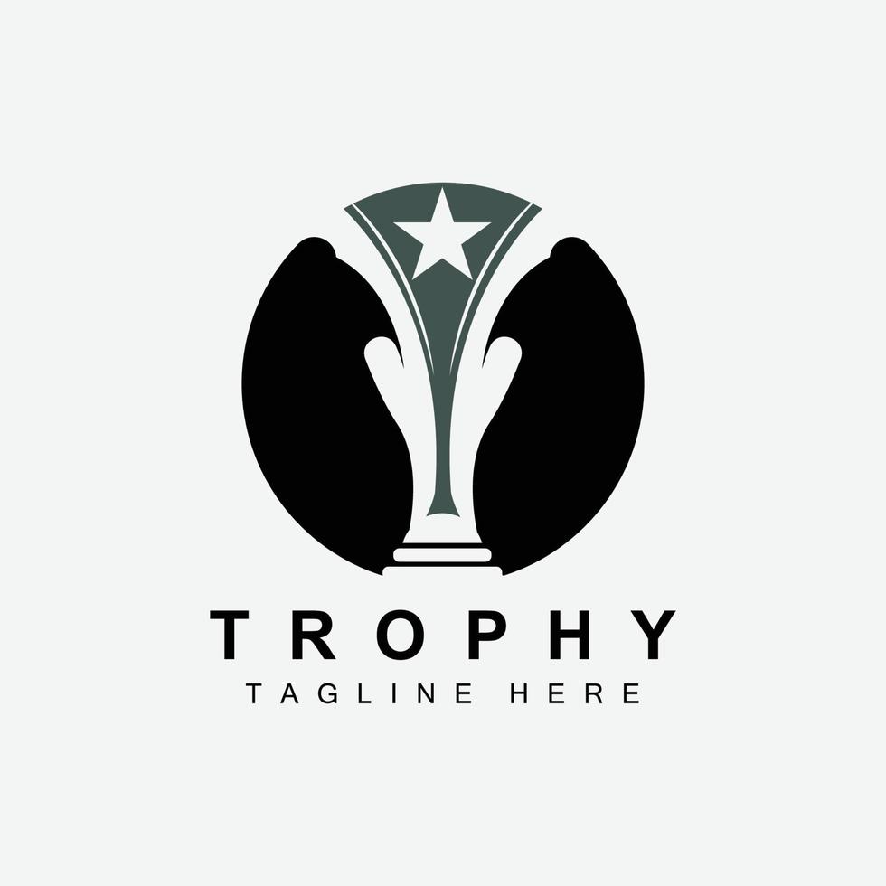 trofee logo ontwerp, prijs winnaar kampioenschap trofee vector, succes merk vector