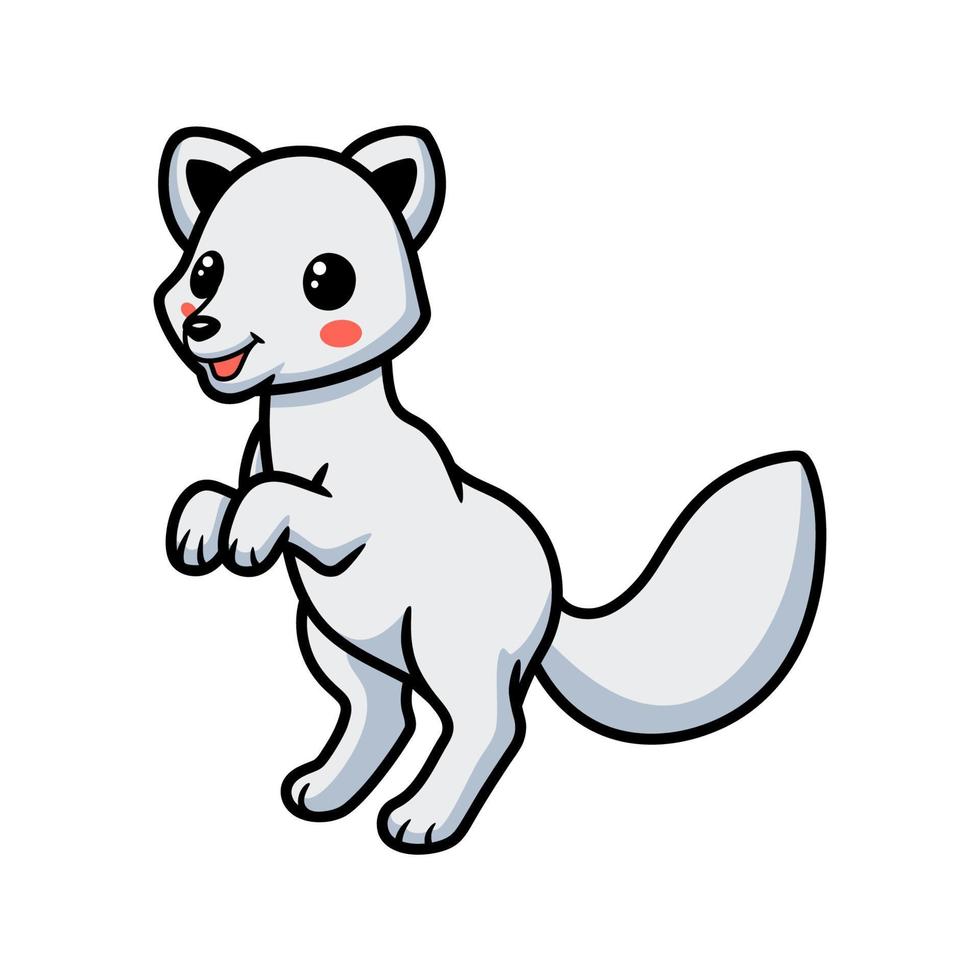 schattig weinig arctisch vos tekenfilm staand vector