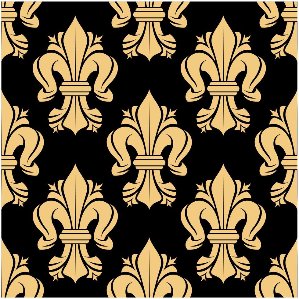 beige en zwart fleur-de-lis bloemen patroon vector