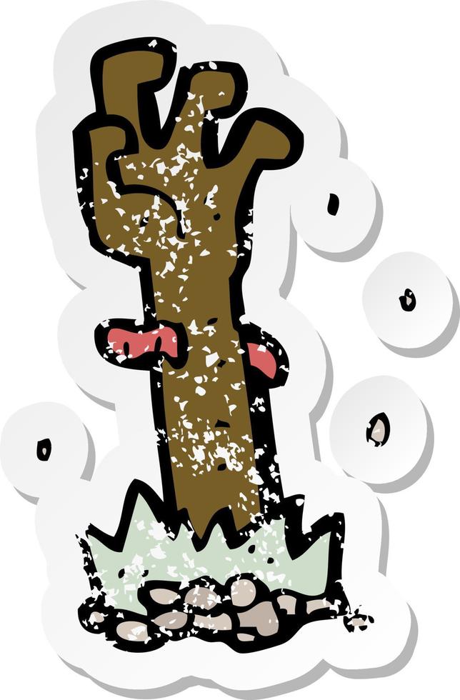 retro noodlijdende sticker van een cartoon zombie hand vector