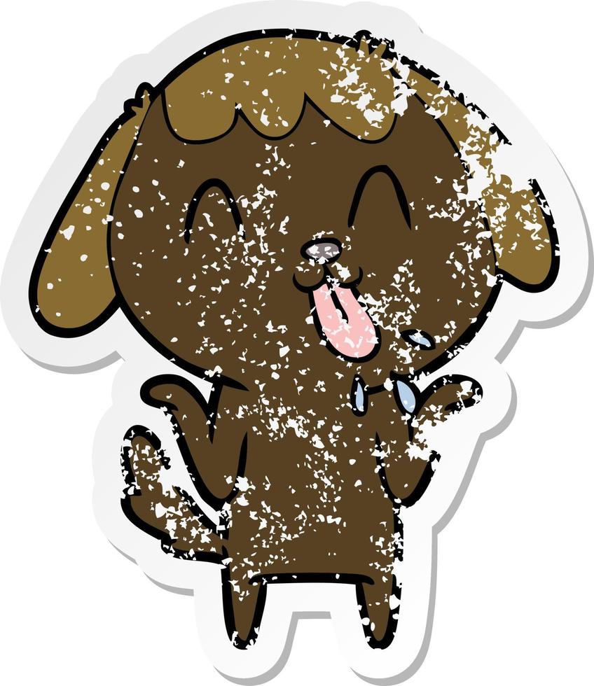 noodlijdende sticker van een schattige tekenfilmhond vector