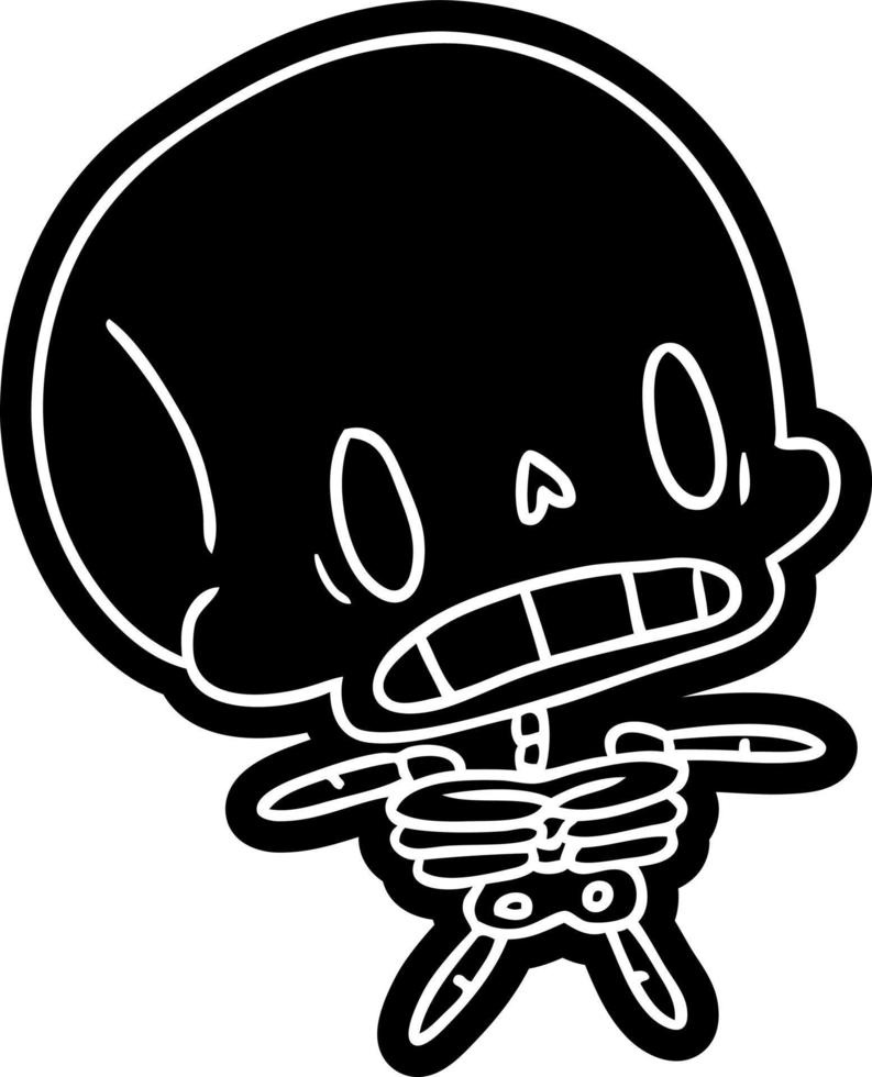 cartoon icoon kawaii schattig dood skelet vector