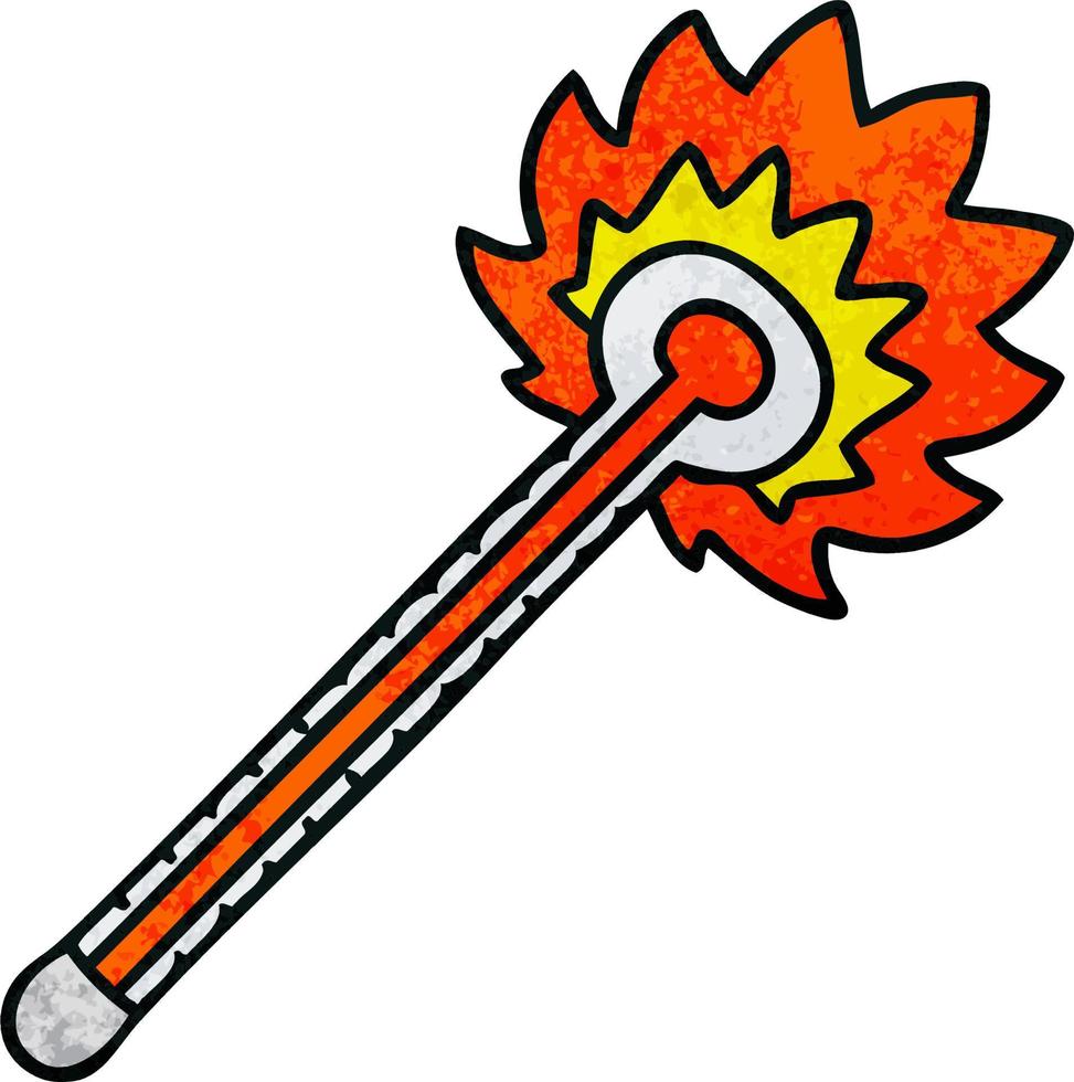 eigenzinnige handgetekende cartoon hete thermometer vector