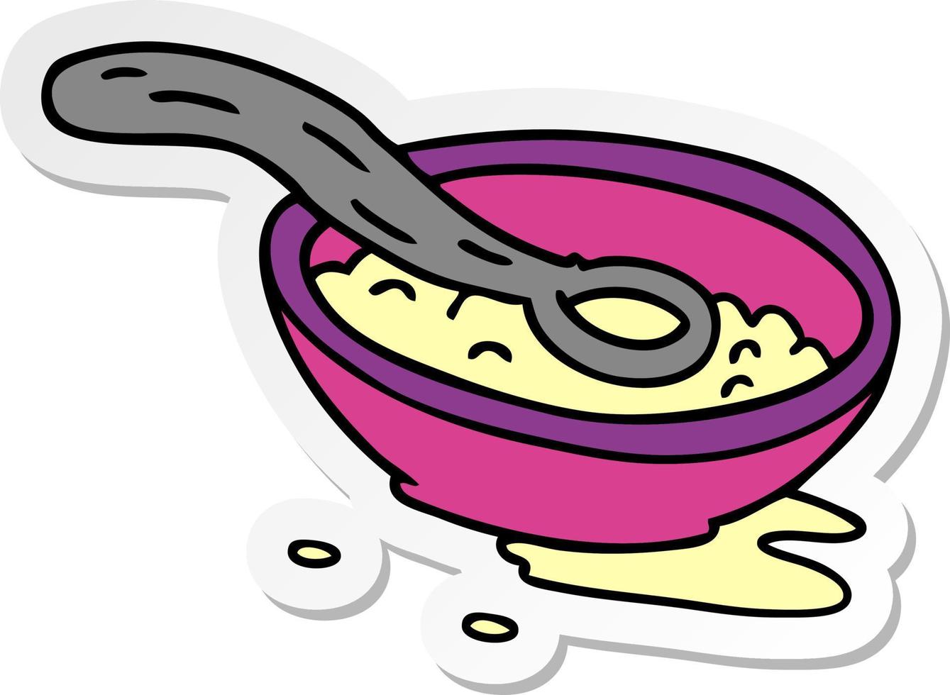 sticker tekenfilm tekening van een ontbijtgranen kom vector
