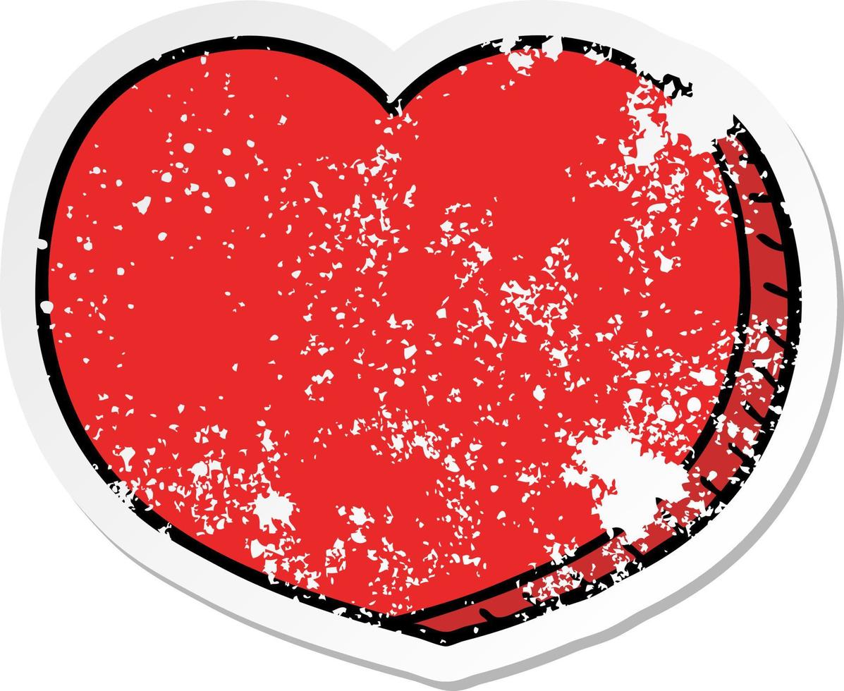 noodlijdende sticker van een cartoon liefdeshart vector