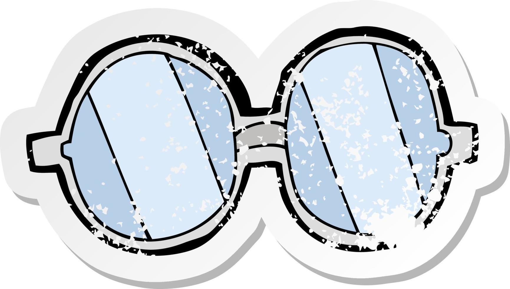 retro noodlijdende sticker van een cartoonbril vector