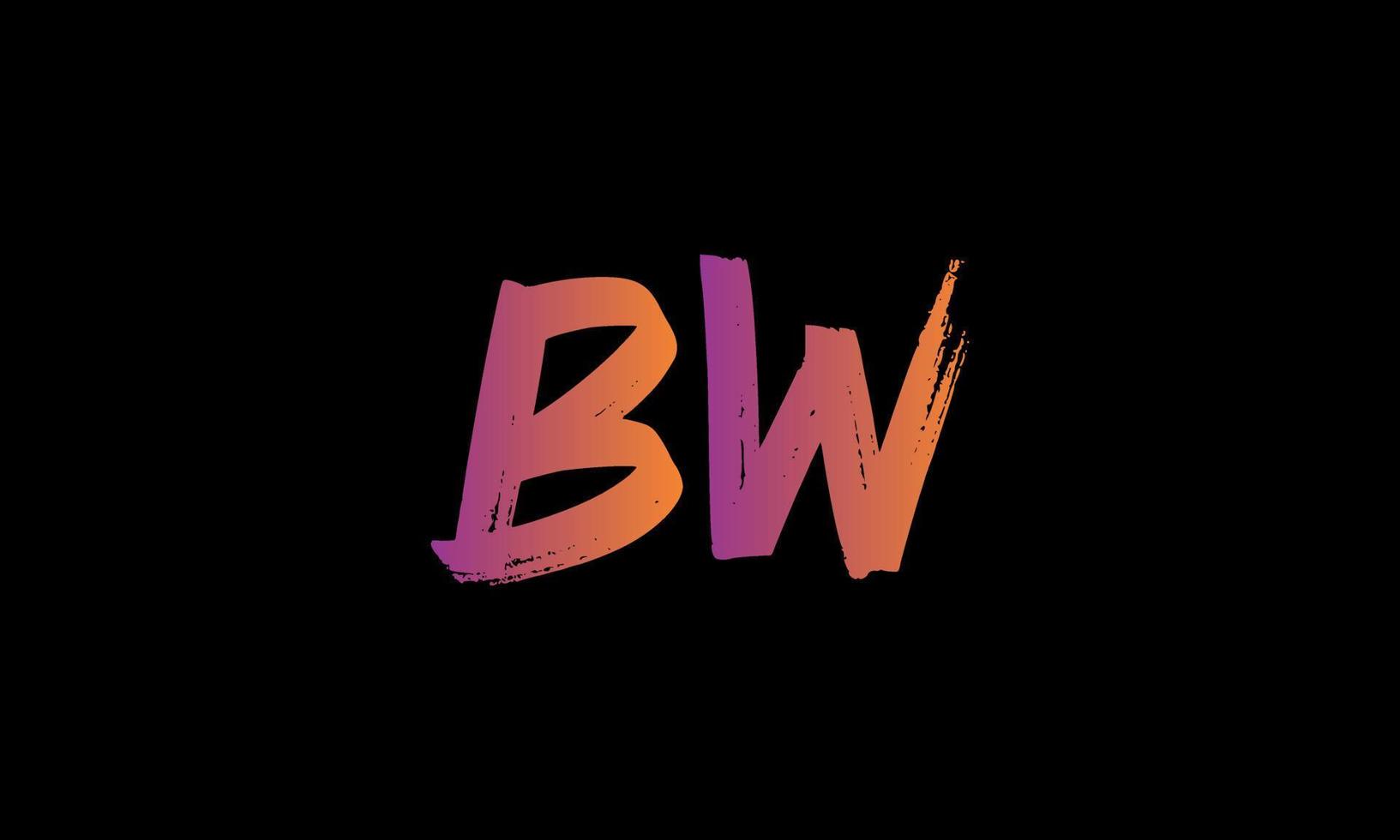 eerste brief bw logo. bw borstel voorraad brief logo ontwerp vrij vector sjabloon.