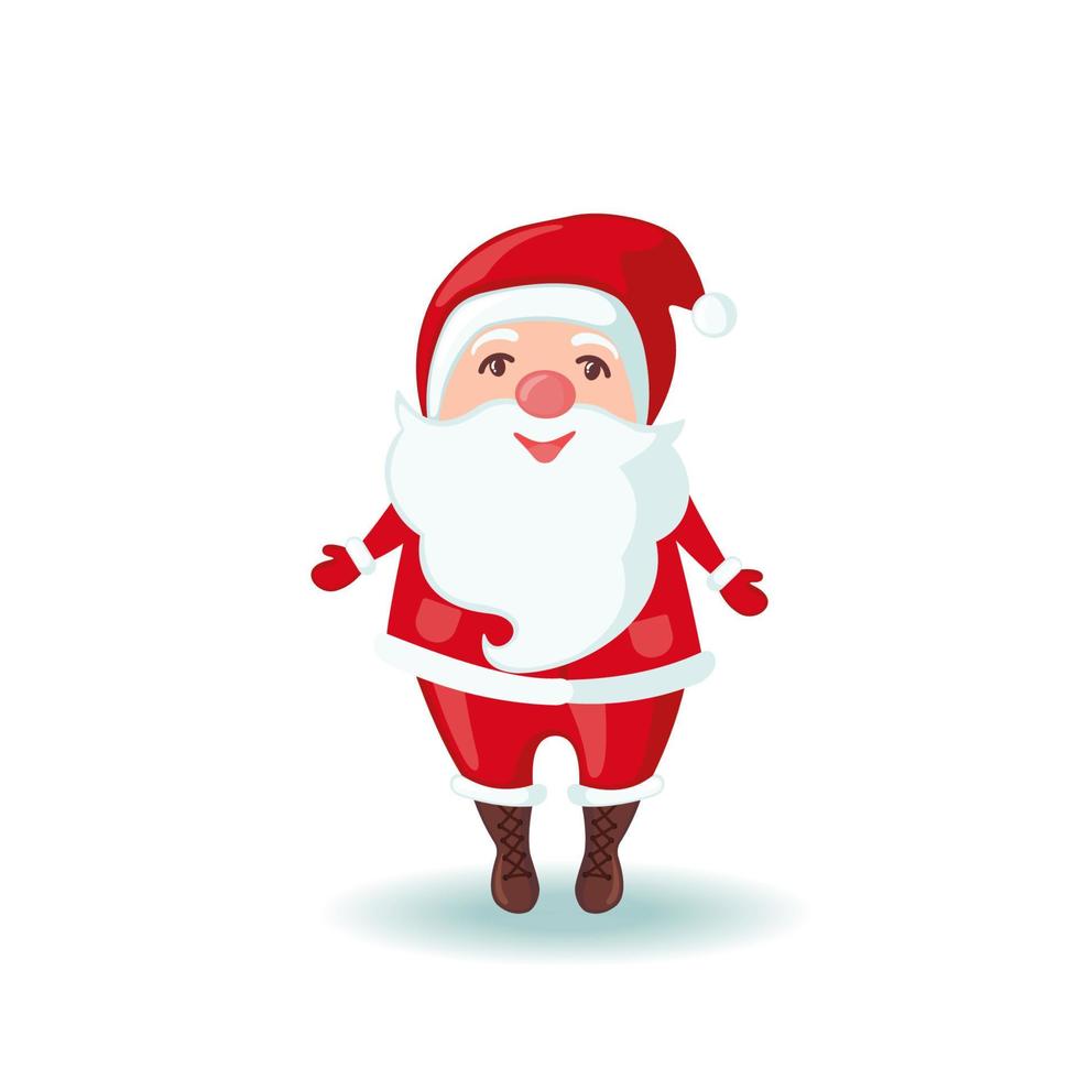 schattige kerstman in vlakke stijl geïsoleerd op een witte achtergrond. vector illustratie