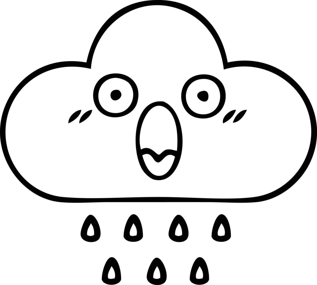 lijntekening cartoon storm regen wolk vector