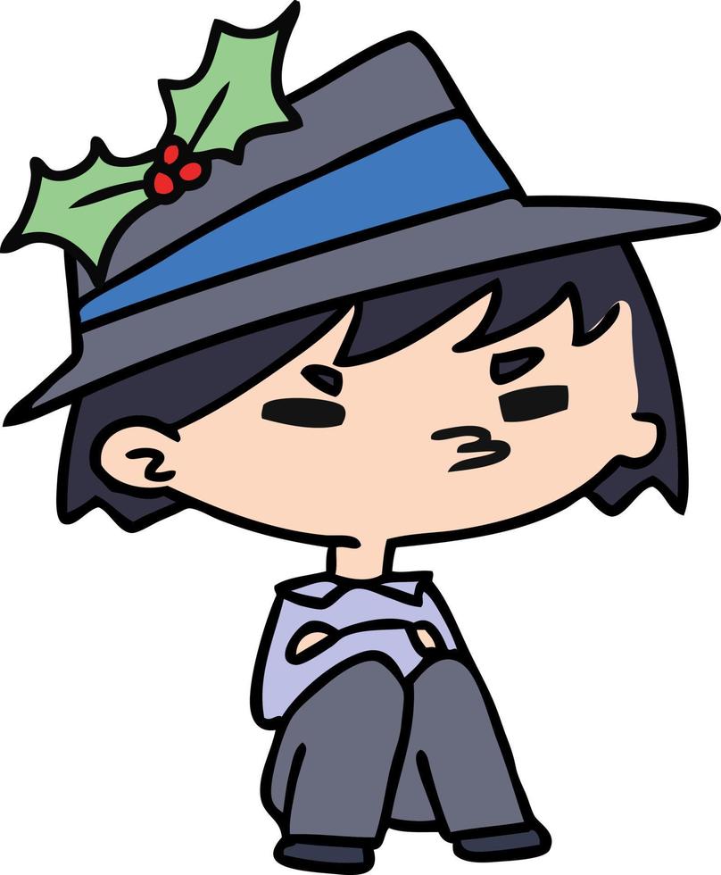 kerst cartoon van kawaii jongen vector