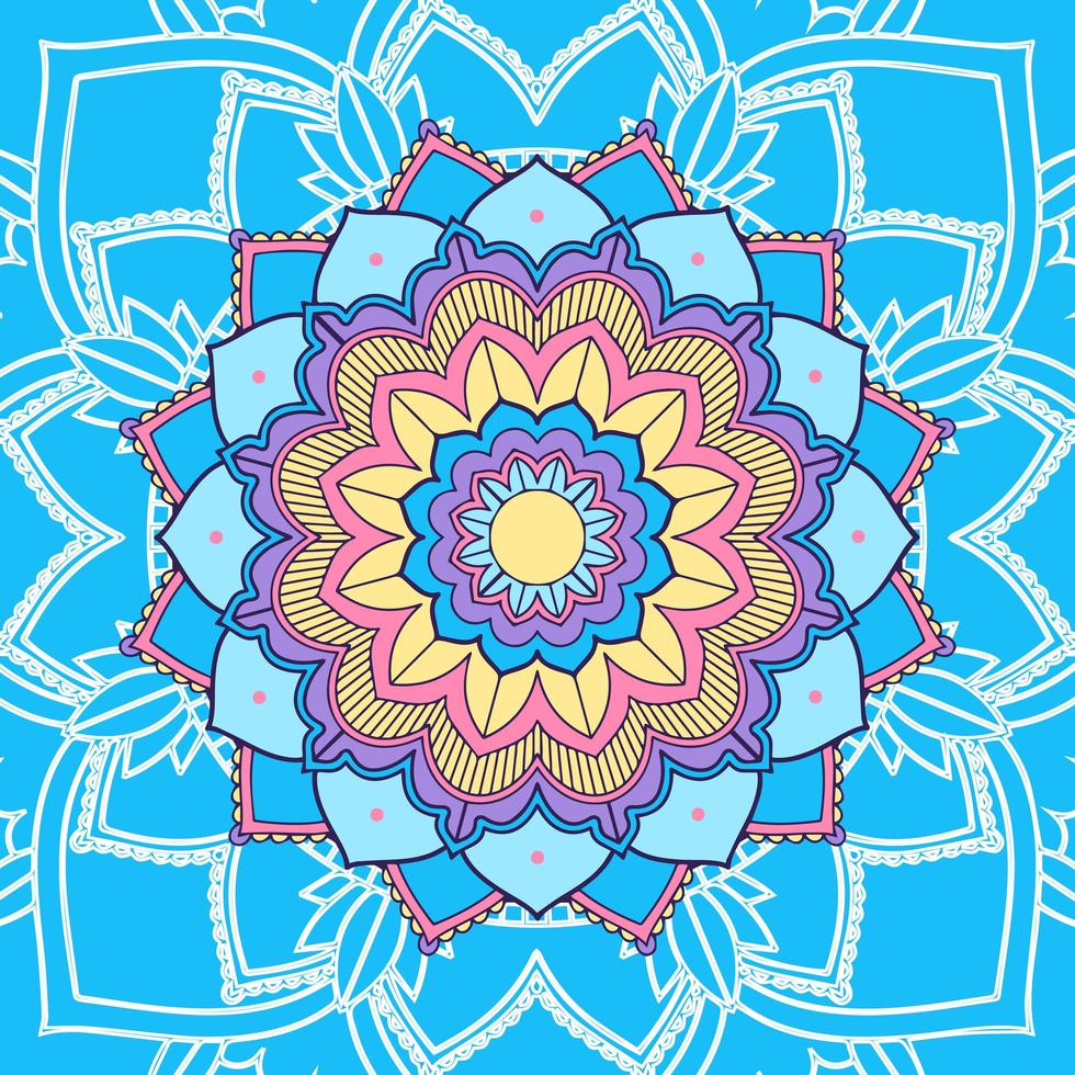 mandala op blauwe achtergrond vector