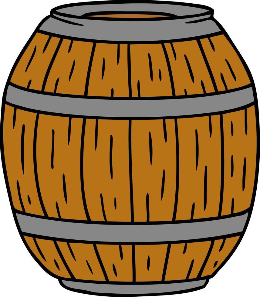 cartoon doodle van een houten vat vector