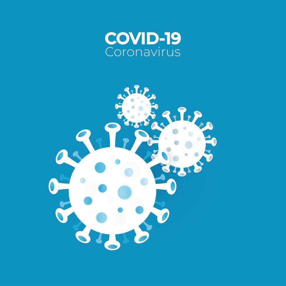 covid-19 viruscellen op blauw vector