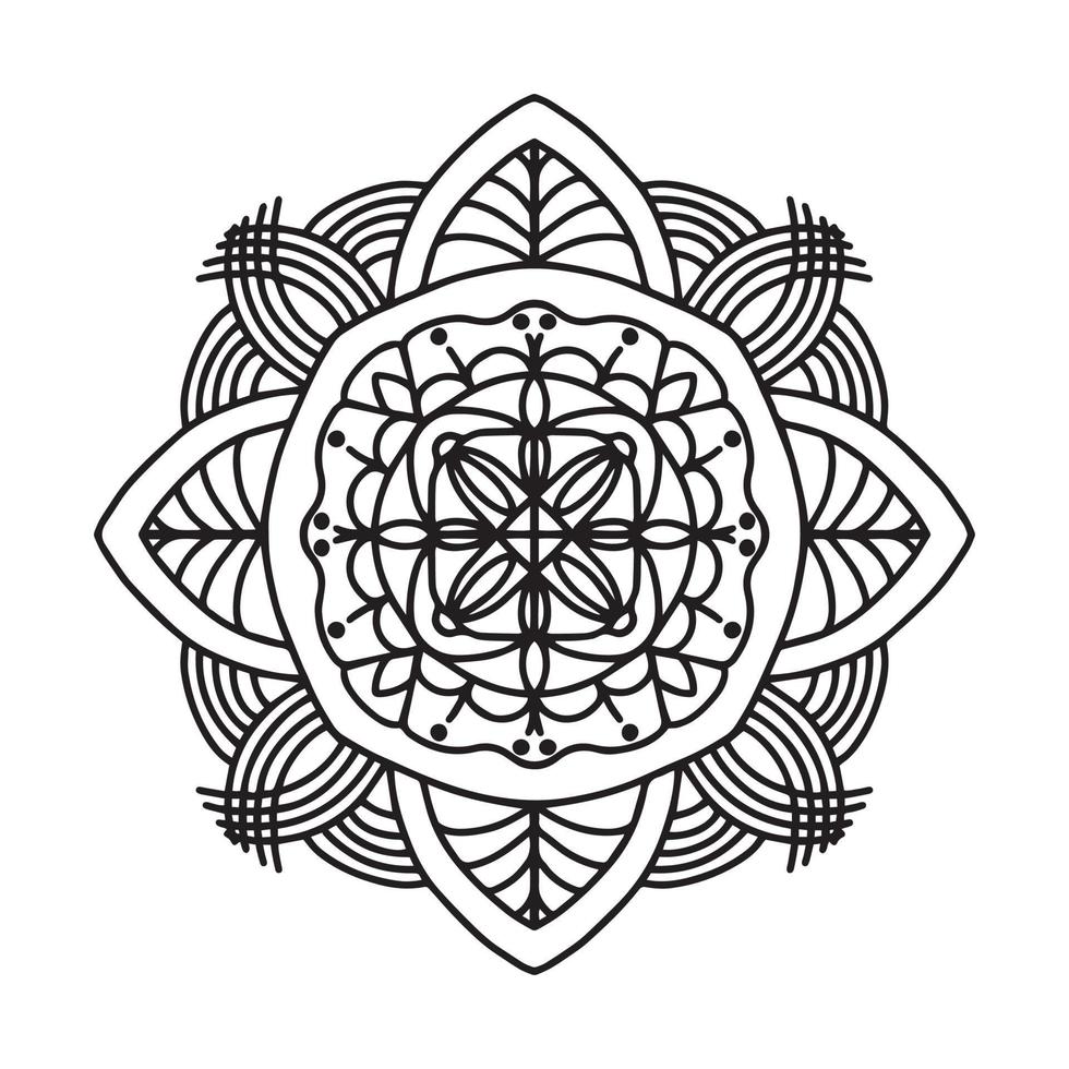 circulaire mandala zwart en wit patroon, versierd met Boheems koel mandala kunst, henna- bloemen, mehndi rite en monochroom symmetrisch. kleur boek bladzijde mandaal, anti stress therapie. vector