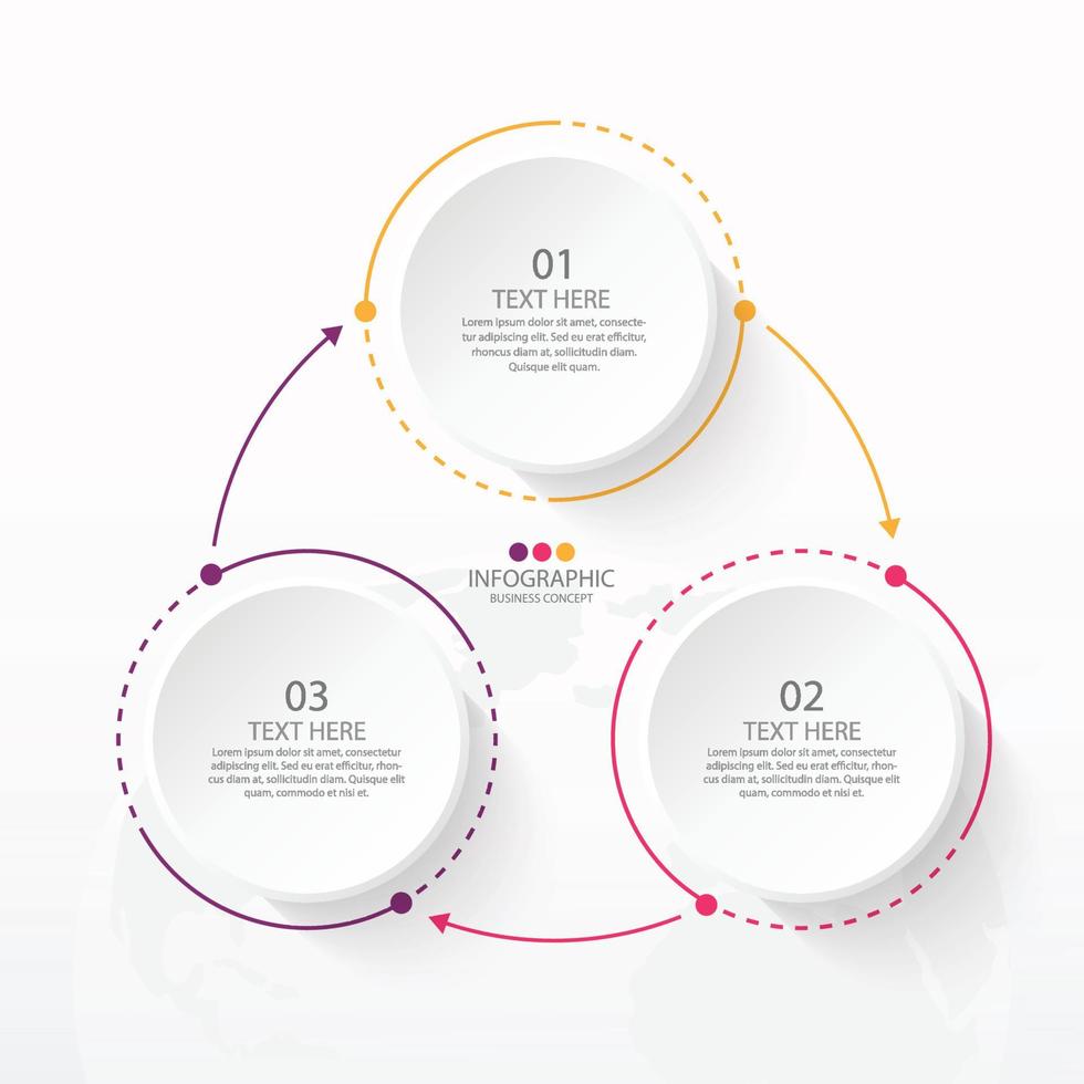 basiscirkel infographic sjabloon met 3 stappen. vector