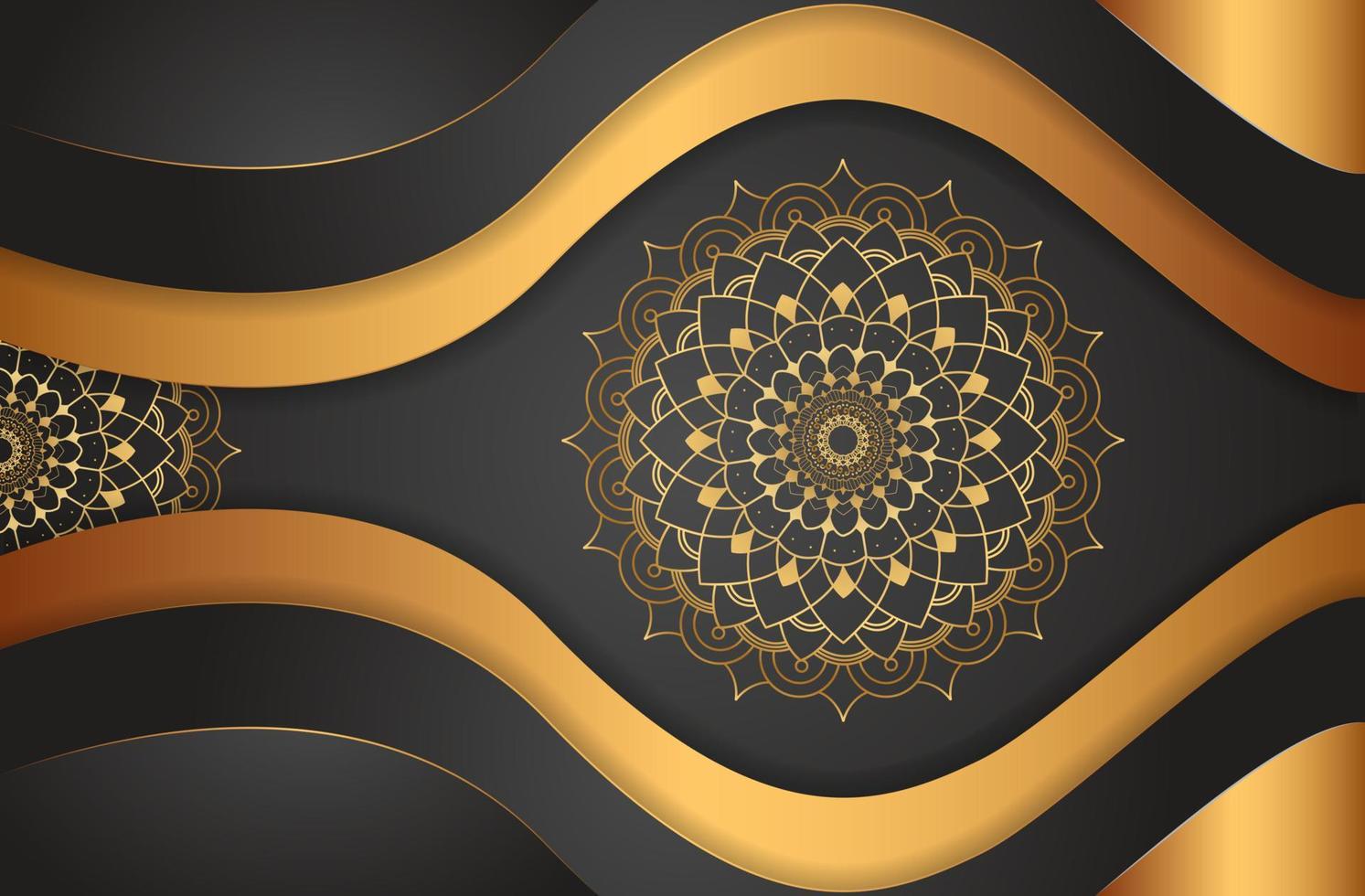 elegant zwart gouden helling met mandala achtergrond sjabloon vector